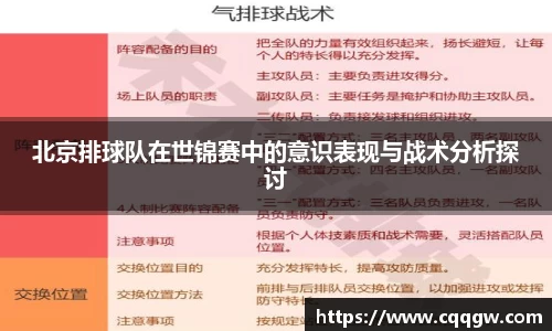 北京排球队在世锦赛中的意识表现与战术分析探讨
